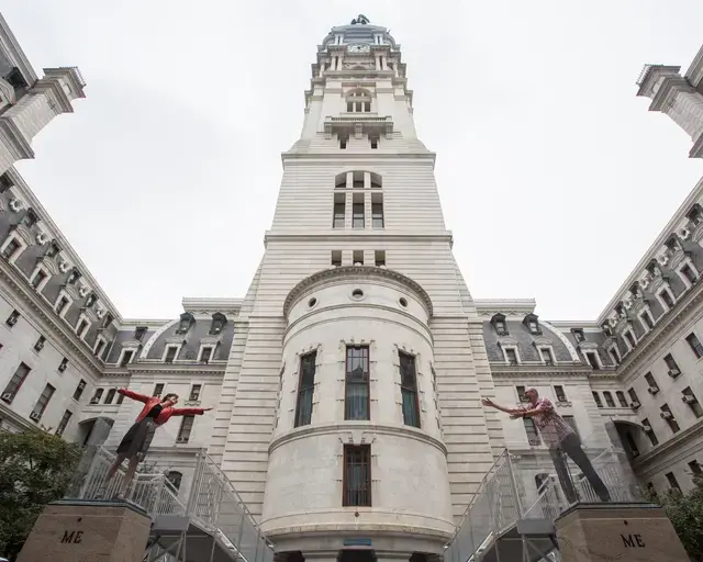 Mel Chin, Two Me, 2017, Philadelphia City Hall. Presented as part of Mural Arts Philadelphia&rsquo;s Monument Lab. Photo by Steve Weinik.