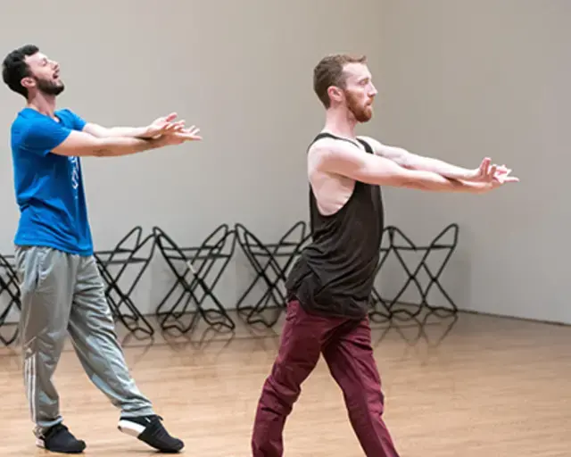 Rehearsal photo of DUO by William Forsythe at the Philadelphia Museum of Art on September 12, 2016. Performance by Brigel Gjoka and Riley Watts.