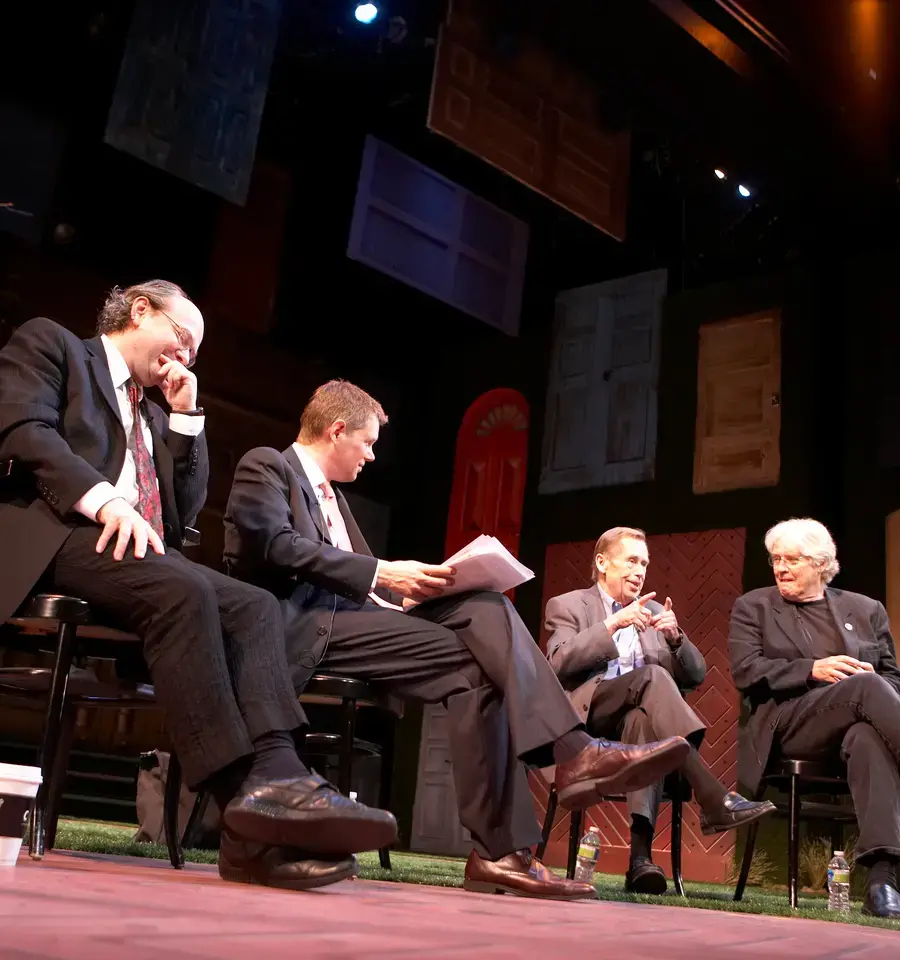 From left to right: Jiri Zizka, Tom Sellar, Václav Havel, and Paul Wilson at The Wilma Theater in Philadelphia, May 26, 2010. Photo by Karl Seifert.