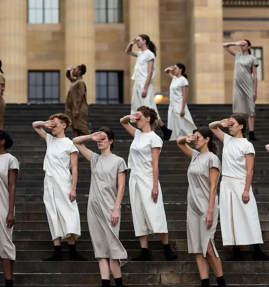 Bury Our Weapons, Not Our Bodies!, a public performance by Yael Bartana,&nbsp;September 22, 2018, Philadelphia, PA.&nbsp;Photo courtesy of the Philadelphia Museum of Art.