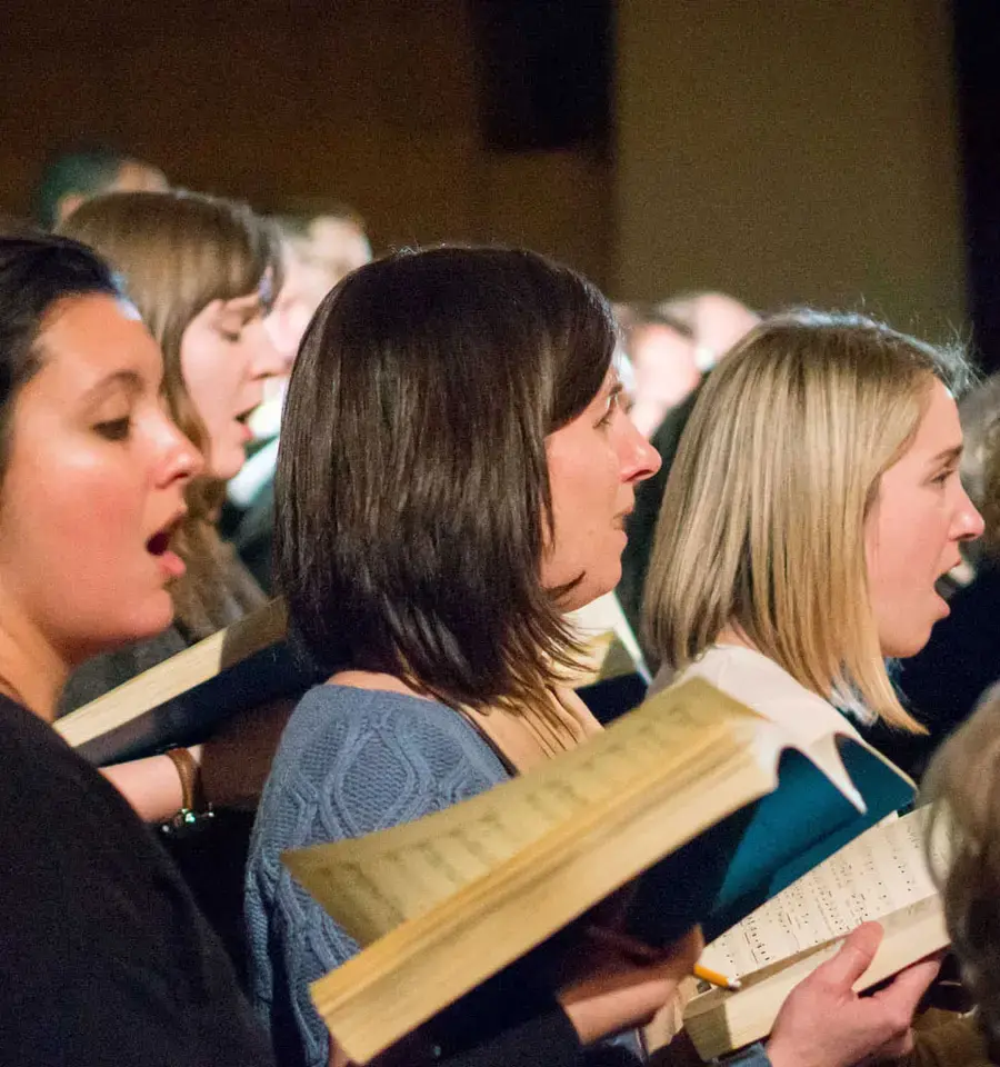 The Mendelssohn Club of Philadelphia in rehearsal for the Bach/Mendelssohn St. Matthew Passion. Photo by Sharon Torello.