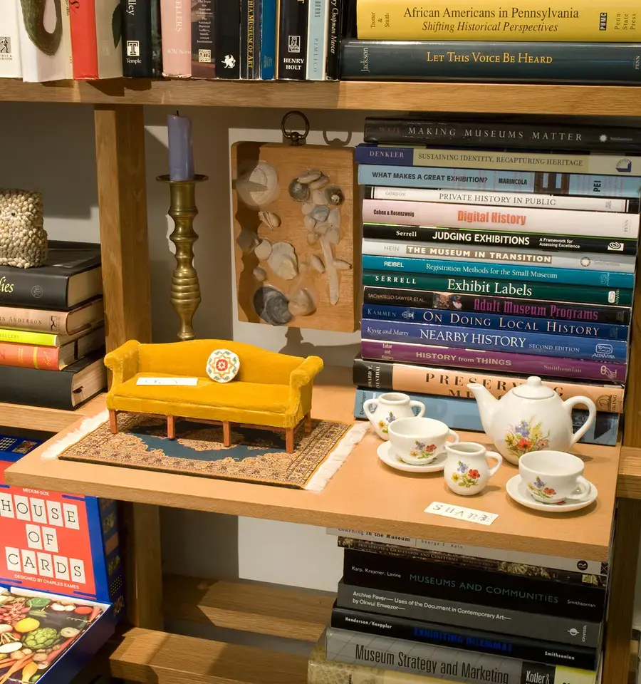 Detail from The Temple of Knowledge and Beauty, a Shelf Life&nbsp;display by Laura C. Keim at The Pew Center for Arts &amp; Heritage. Photo by Jeffrey Stockbridge.