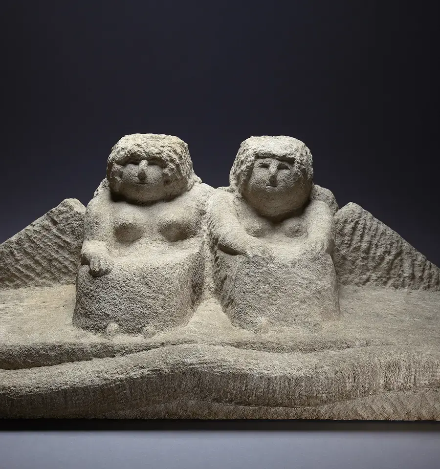 William Edmondson, untitled (Adam and Eve or Egyptian Couple), 1940. Photo courtesy of The Museum of Everything.