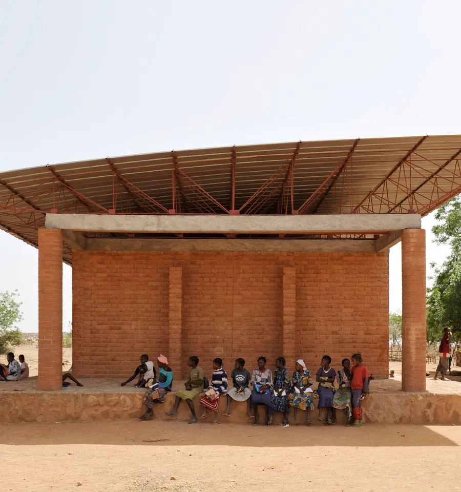 Primary school in Gando, Burkina Faso, completed 2001. Designed by Francis Kéré, Burkinabe, active Berlin. Photograph by Erik-Jan Ouwerkerk.