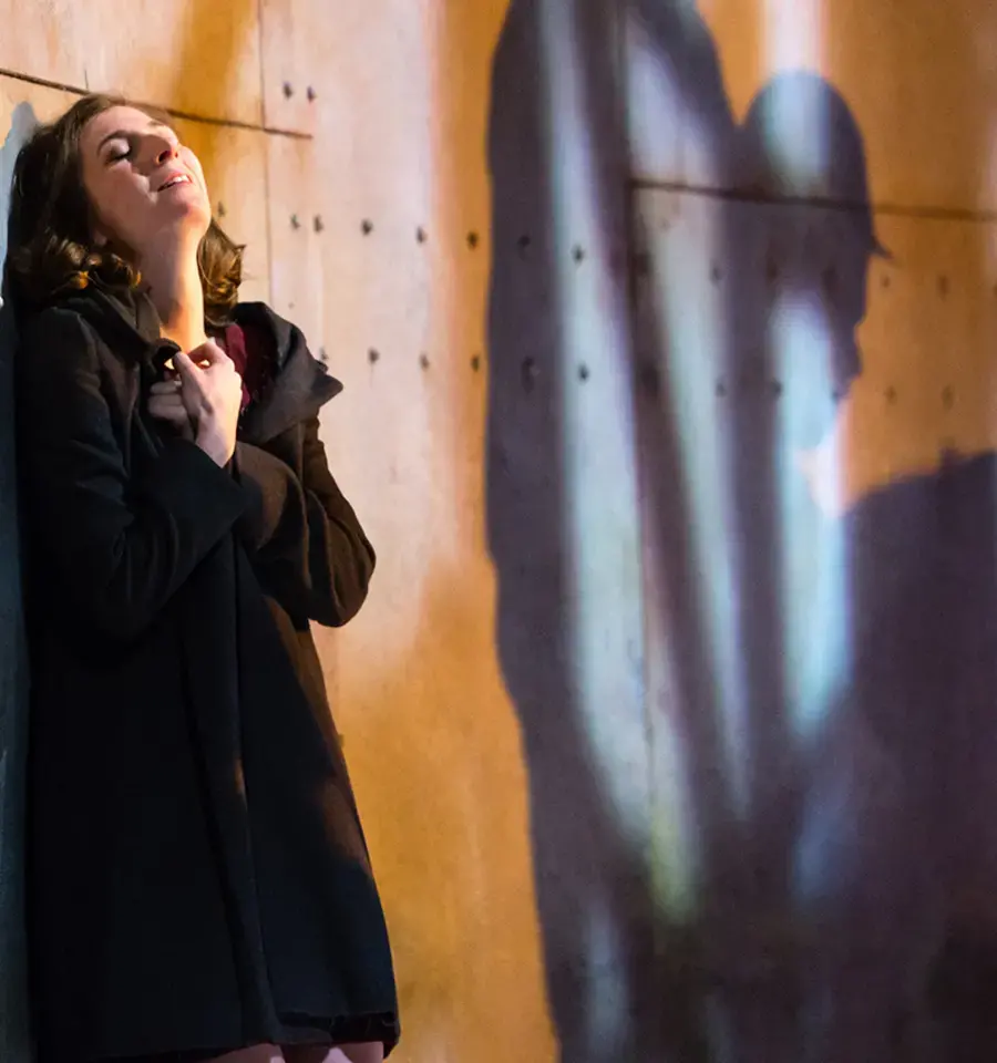 Soprano Kiera Duffy in&nbsp;Breaking the Waves, 2016, composed by Missy Mazzoli and produced by Opera Philadelphia. Photo by Dominic M. Mercier.