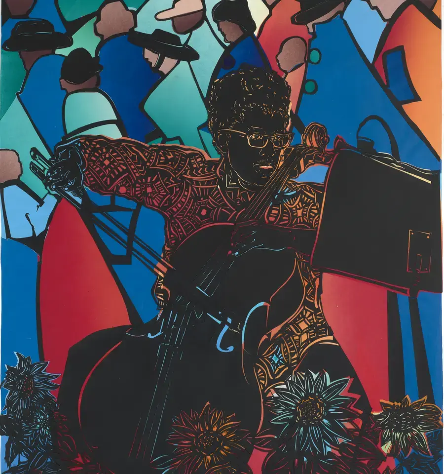 Barbara Earl Thomas, A Joyful Noise, 2022, paper cut with hand-printed color. Photo by Spike Mafford / Zocalo Studios, courtesy of Claire Oliver Gallery, New York, and the artist.&nbsp;