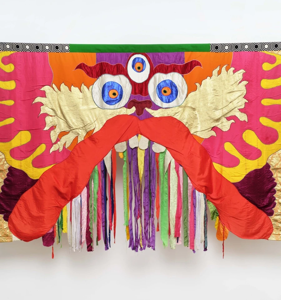 Moki Cherry, Title Unknown (Dragon), 1975; textile appliqué tapestry (silk, cotton, mixed fabrics). Photo courtesy of: Anders Sune Berg, Galleri Nicolai Wallner.