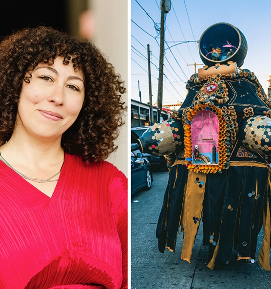 Christina Vassallo, Pew Center for Arts & Heritage executive director; Pew Fellow José Ortiz-Pagán; A performance at Monument Lab's Declaration House.