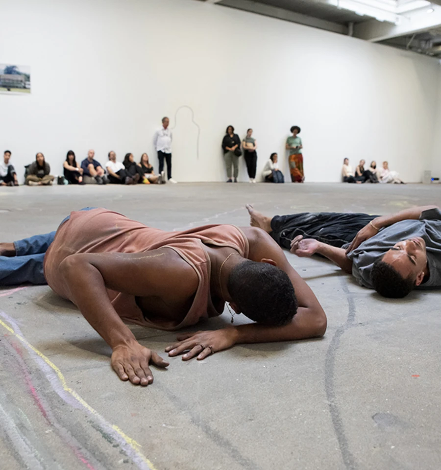 Pew Fellow Jonathan González, De La Preference Du Corps (Body Preferences), 2024. Performance view, David Zwirner, New York, NY, August 29, 2024. Duet Performer, Alexis De La Rosa. Photo by Julieta Cervantes.